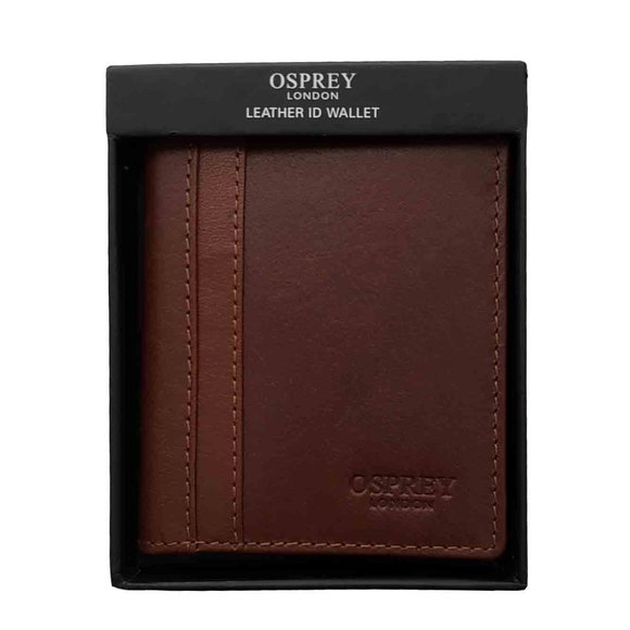 Osprey London Felix ID Wallet Bifold Brown Glazed Calf Leather Men's - Picture 1 of 3